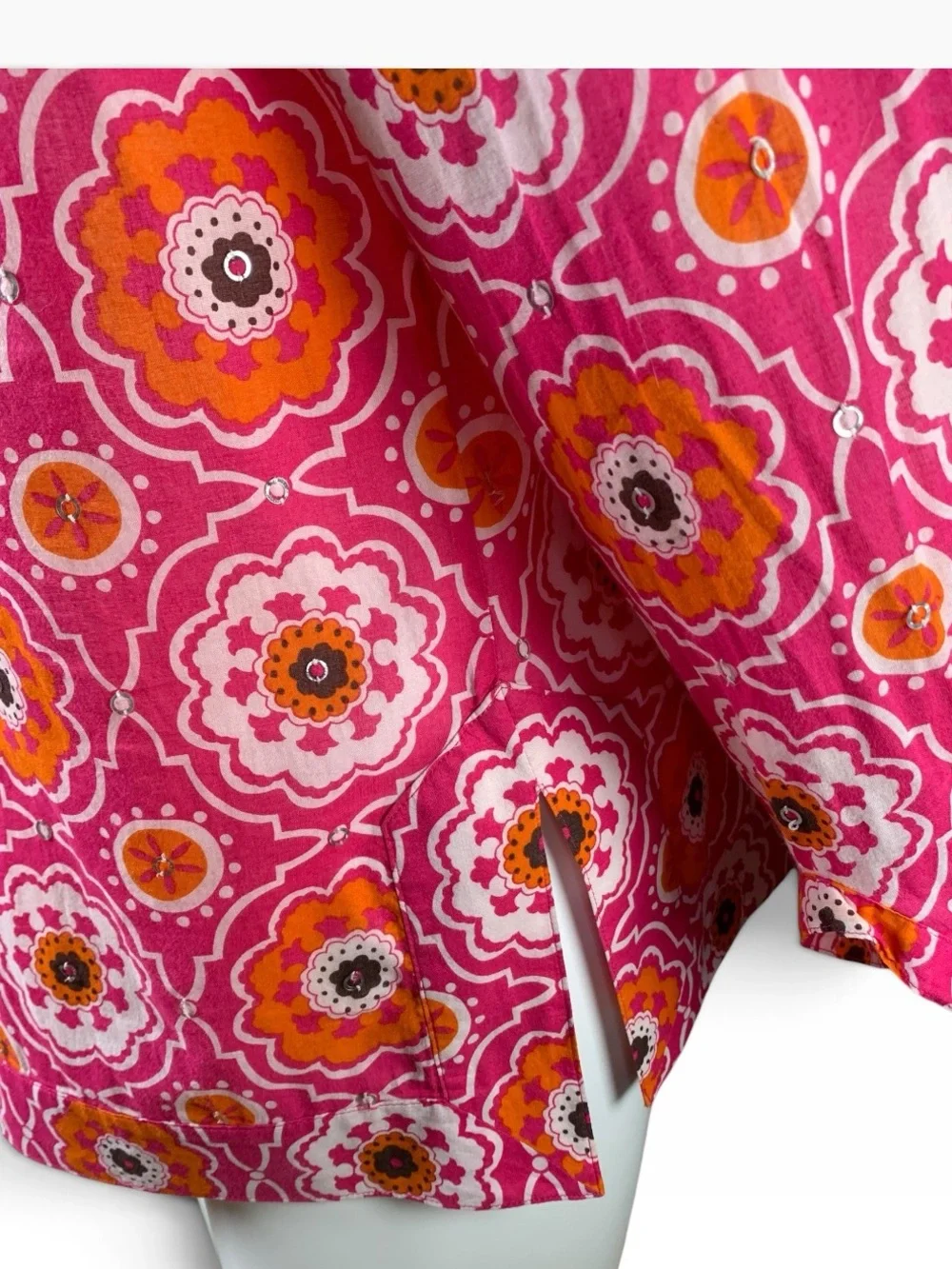 Tory Burch Cotton Paillette Geometric Mandala Tunic Size 8
